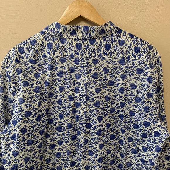 Alex Mill Standard Ikat Heart Button Down Shirt Blue White Size XL NWT New - Picture 9 of 13